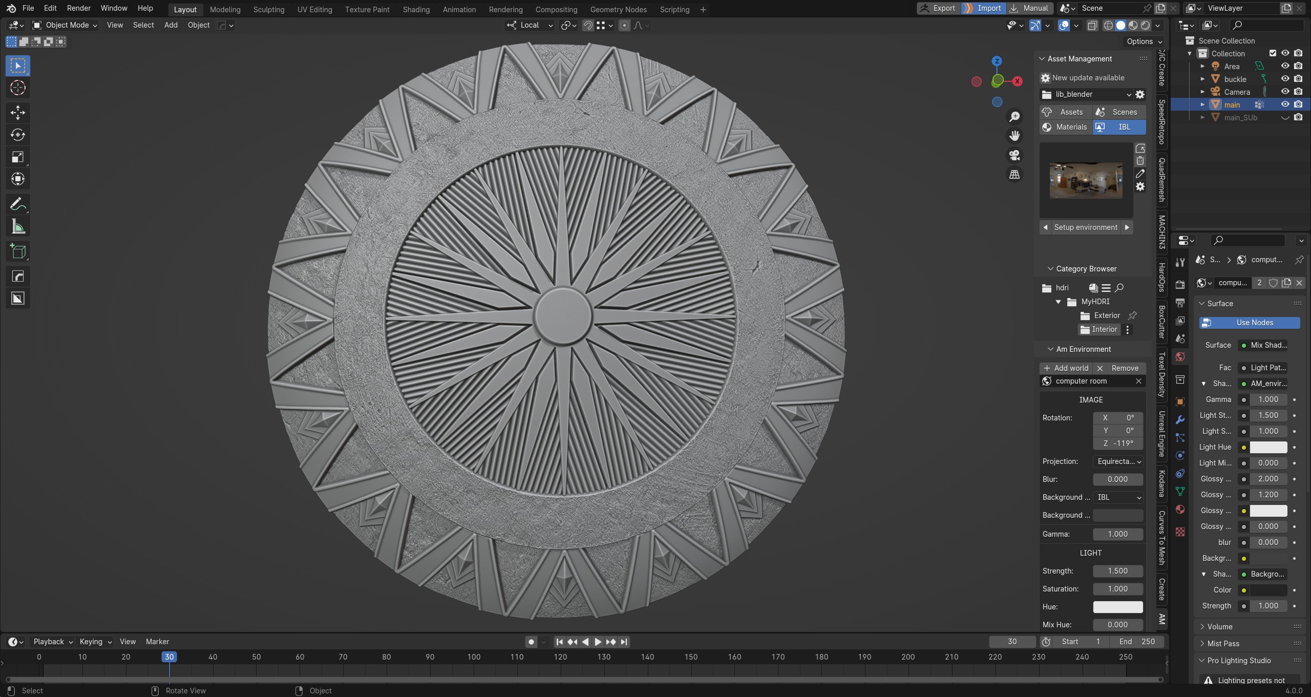 Wonder Woman power Shield high poly PBR material 3D model_9