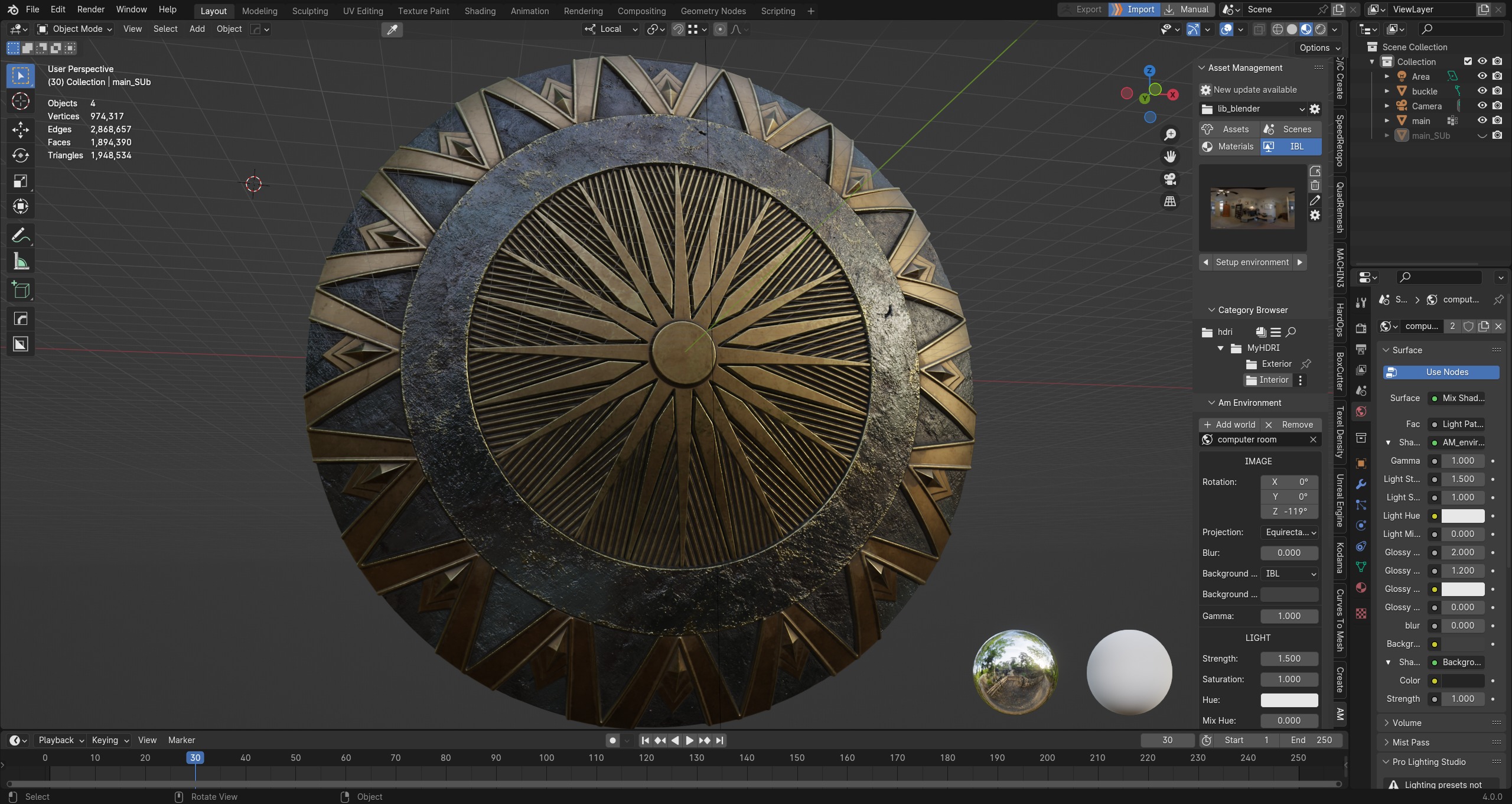 Wonder Woman power Shield high poly PBR material 3D model_1