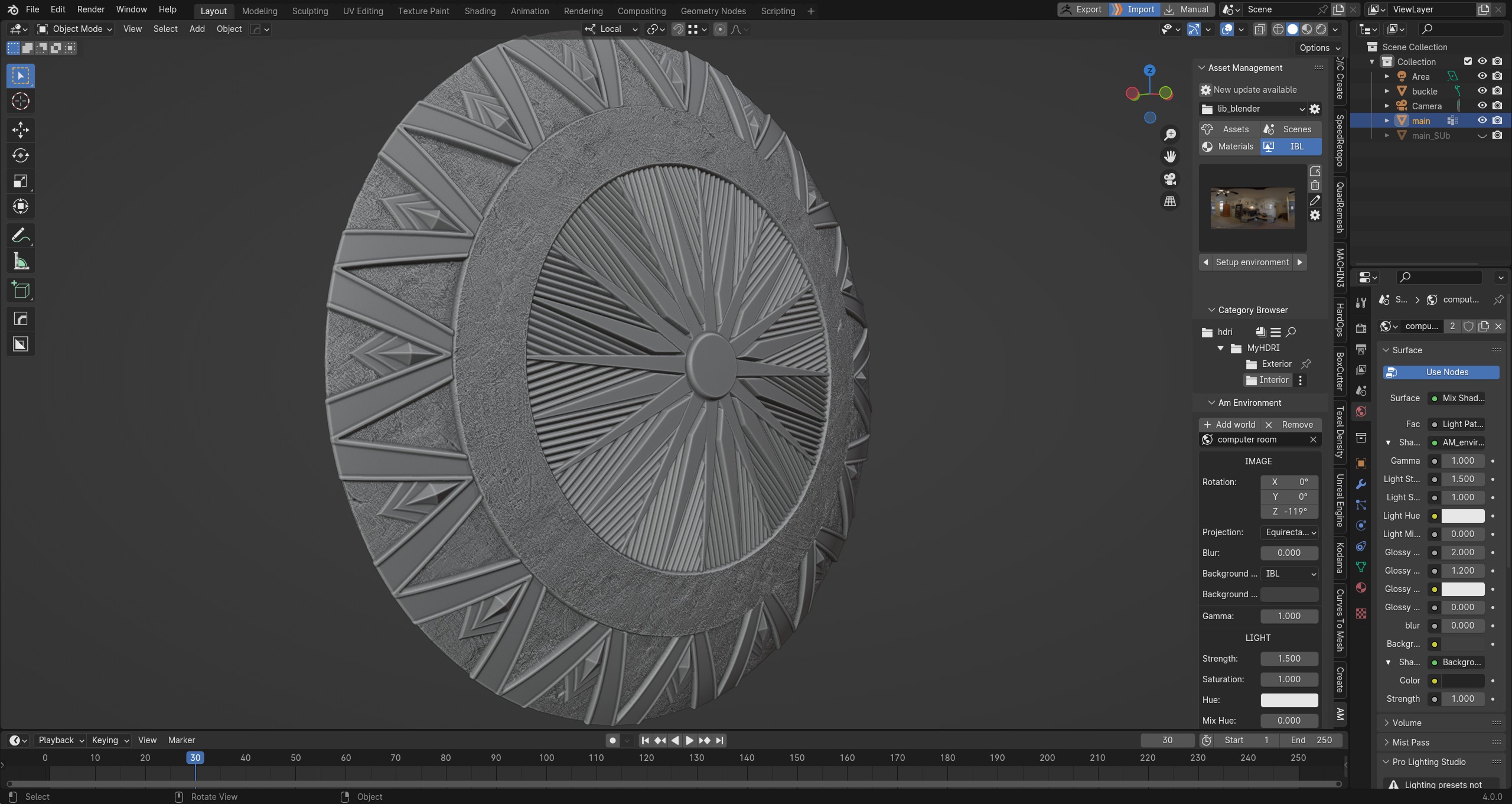 Wonder Woman power Shield high poly PBR material 3D model_10