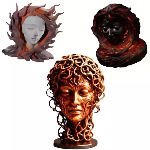 Ethereal Flame Bust 3D print model