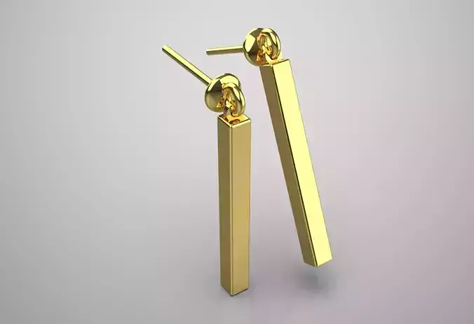 Geometric Design Gold Dangle STL Earrings Model ge0024