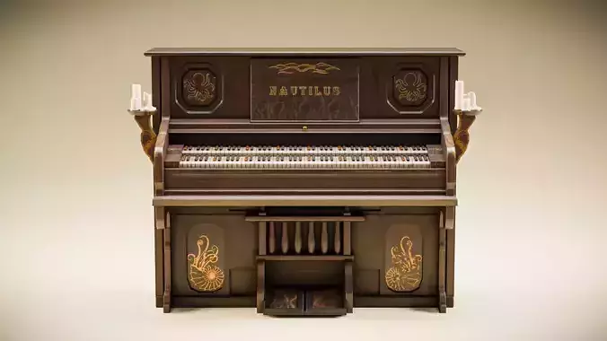 Old piano low poly 3D model Low-poly 3D model