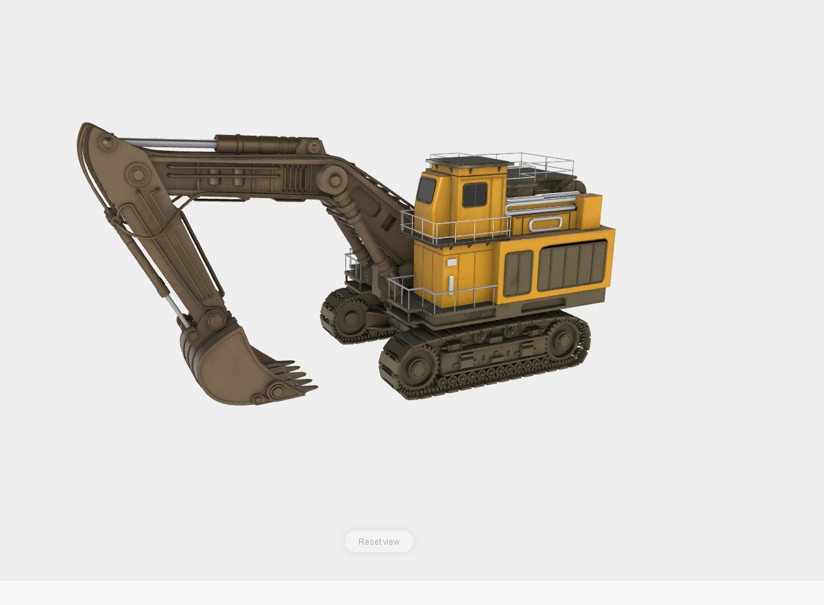 Historical Escavator Low-poly 3D model_4