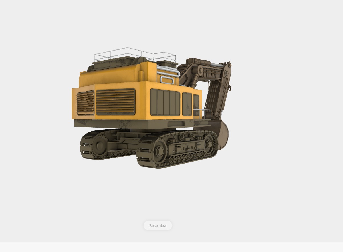 Historical Escavator Low-poly 3D model_2