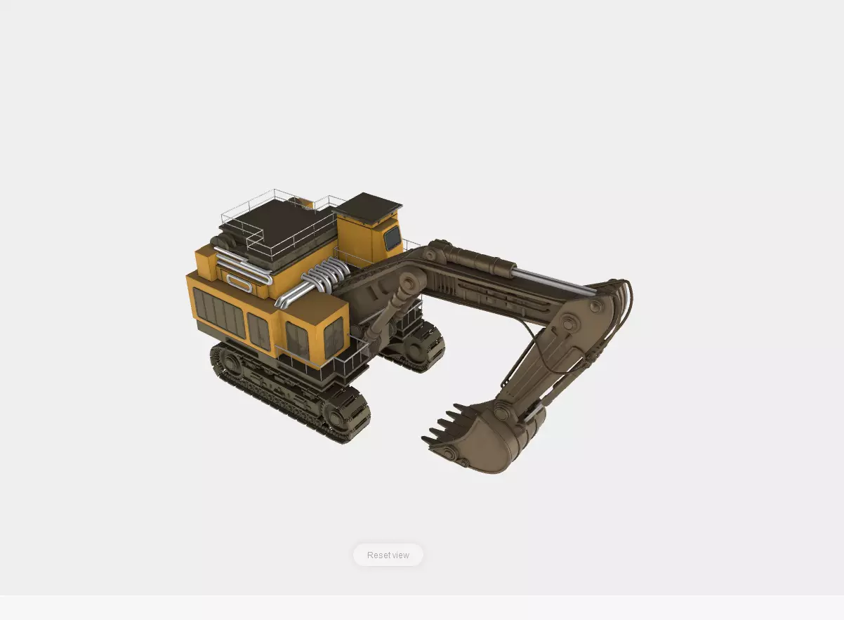 Historical Escavator Low-poly 3D model_0