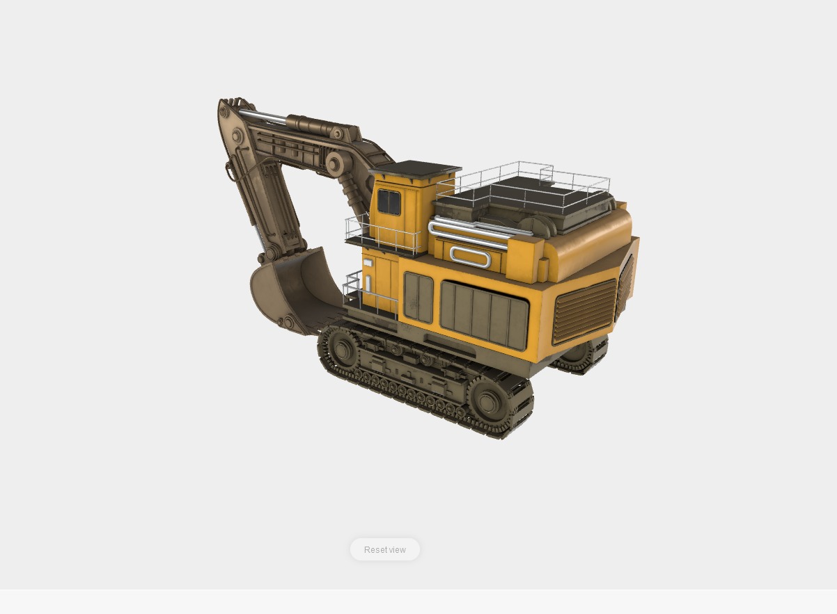 Historical Escavator Low-poly 3D model_1