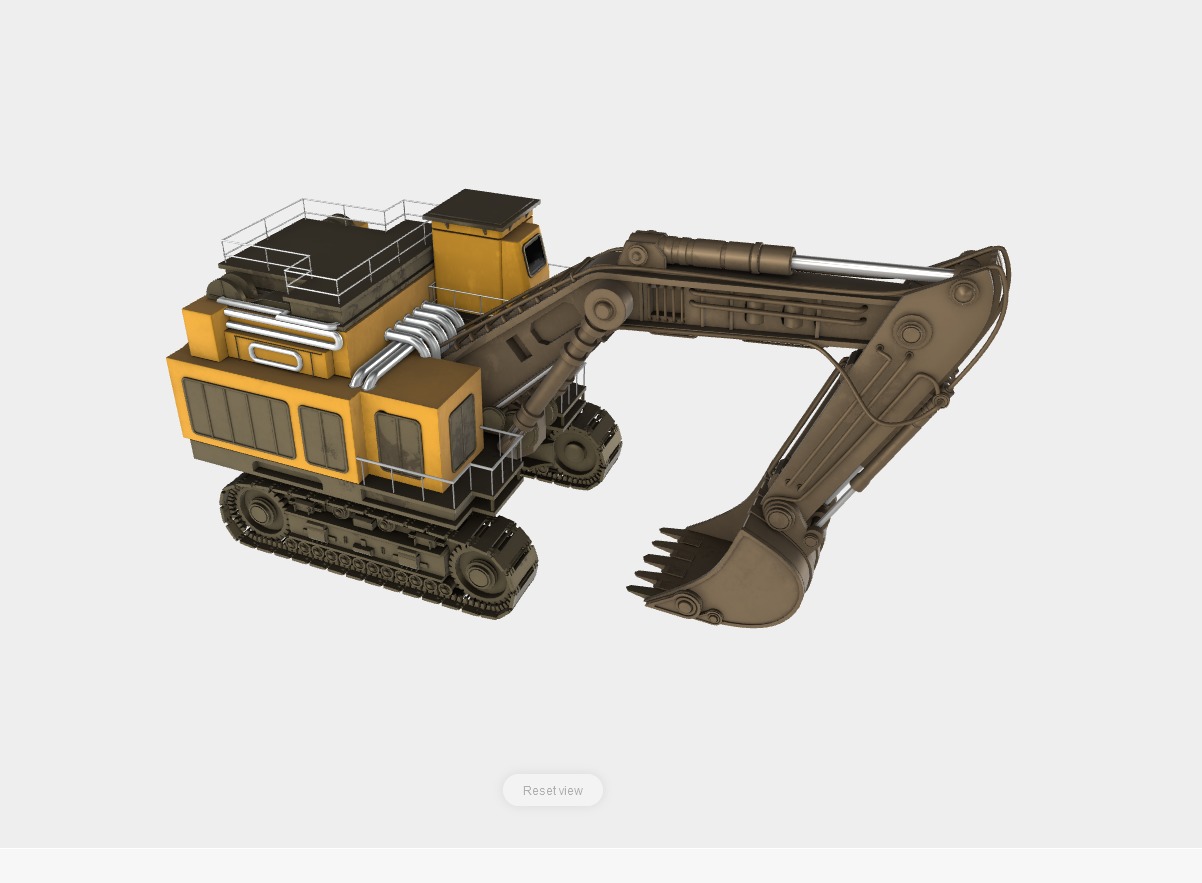 Historical Escavator Low-poly 3D model_3