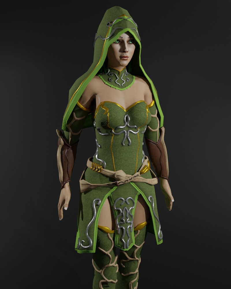 Nature Priestess Female Character - Fantasy 3D Model Low-poly 3D model_3