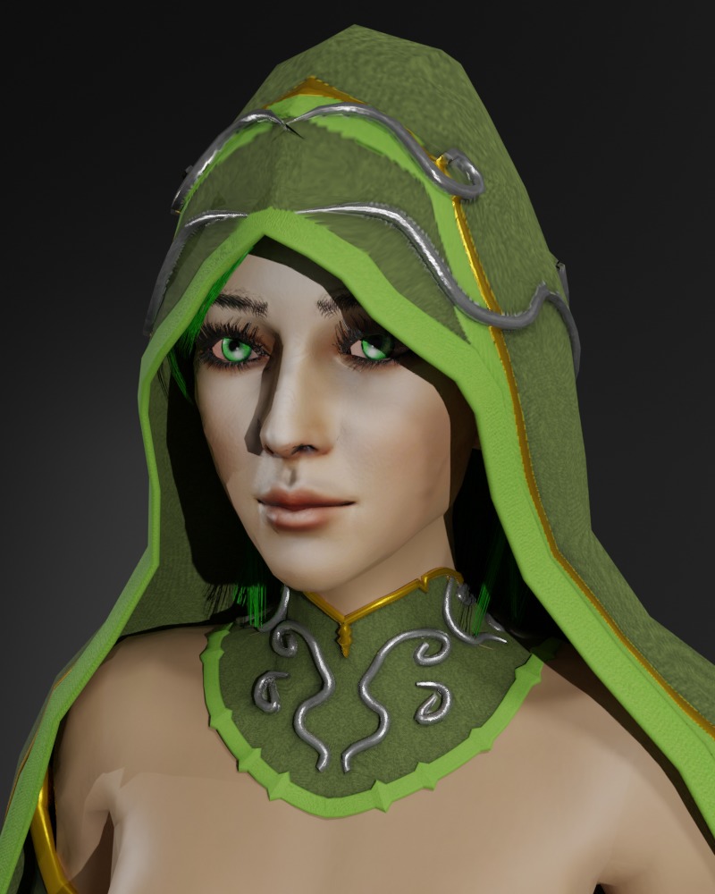 Nature Priestess Female Character - Fantasy 3D Model Low-poly 3D model_2