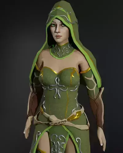 Nature Priestess Female Character - Fantasy 3D Model