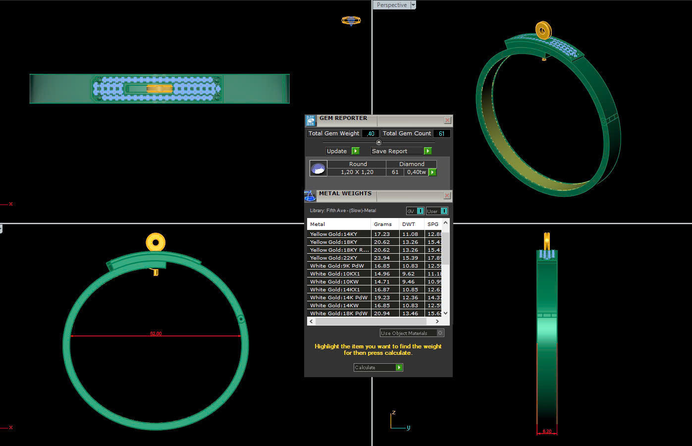 Hermes Kelly Bracelet Gold Diamond 3D print model_2