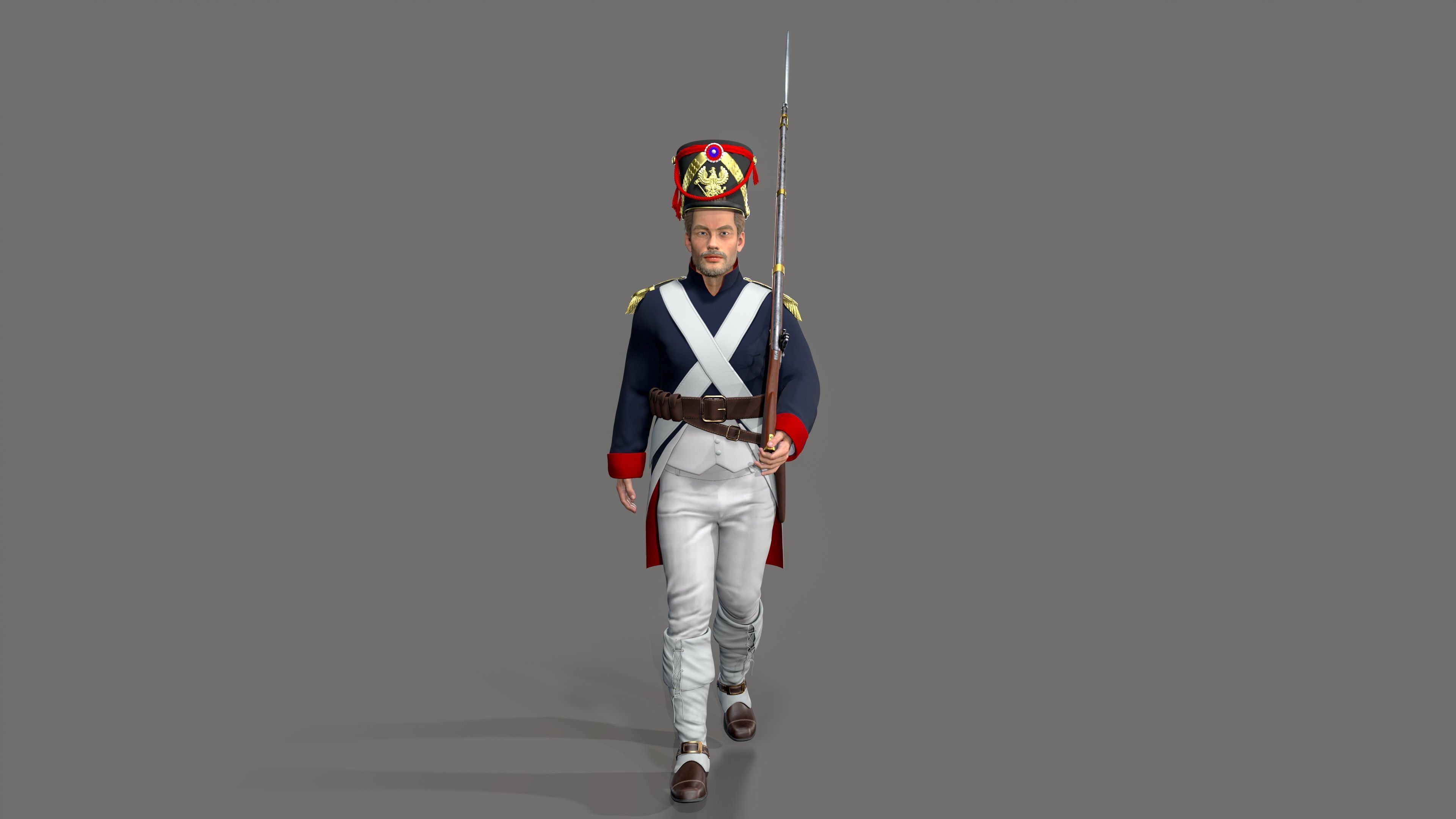 Napoleon soldier Low-poly 3D model_4