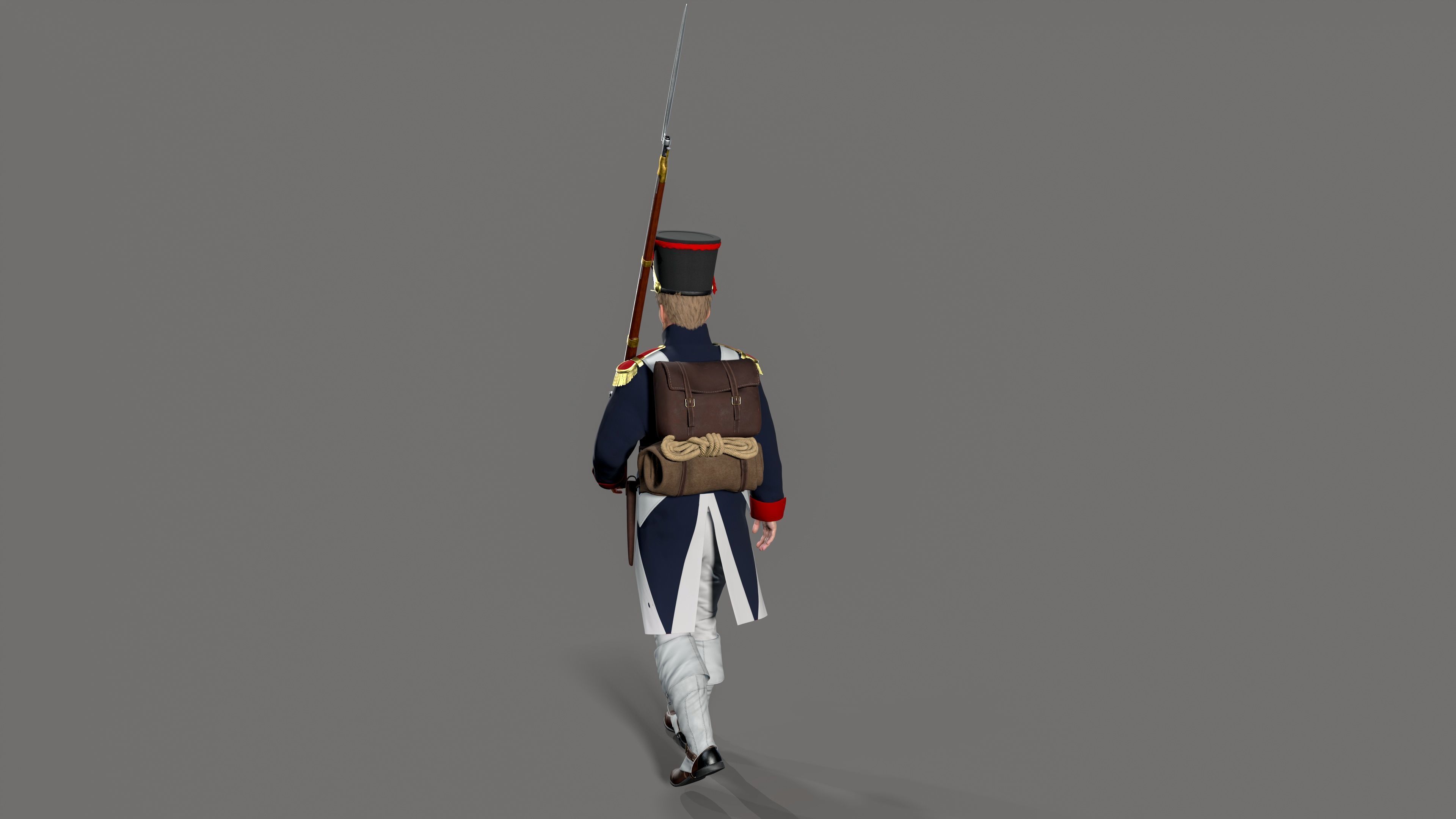 Napoleon soldier Low-poly 3D model_8