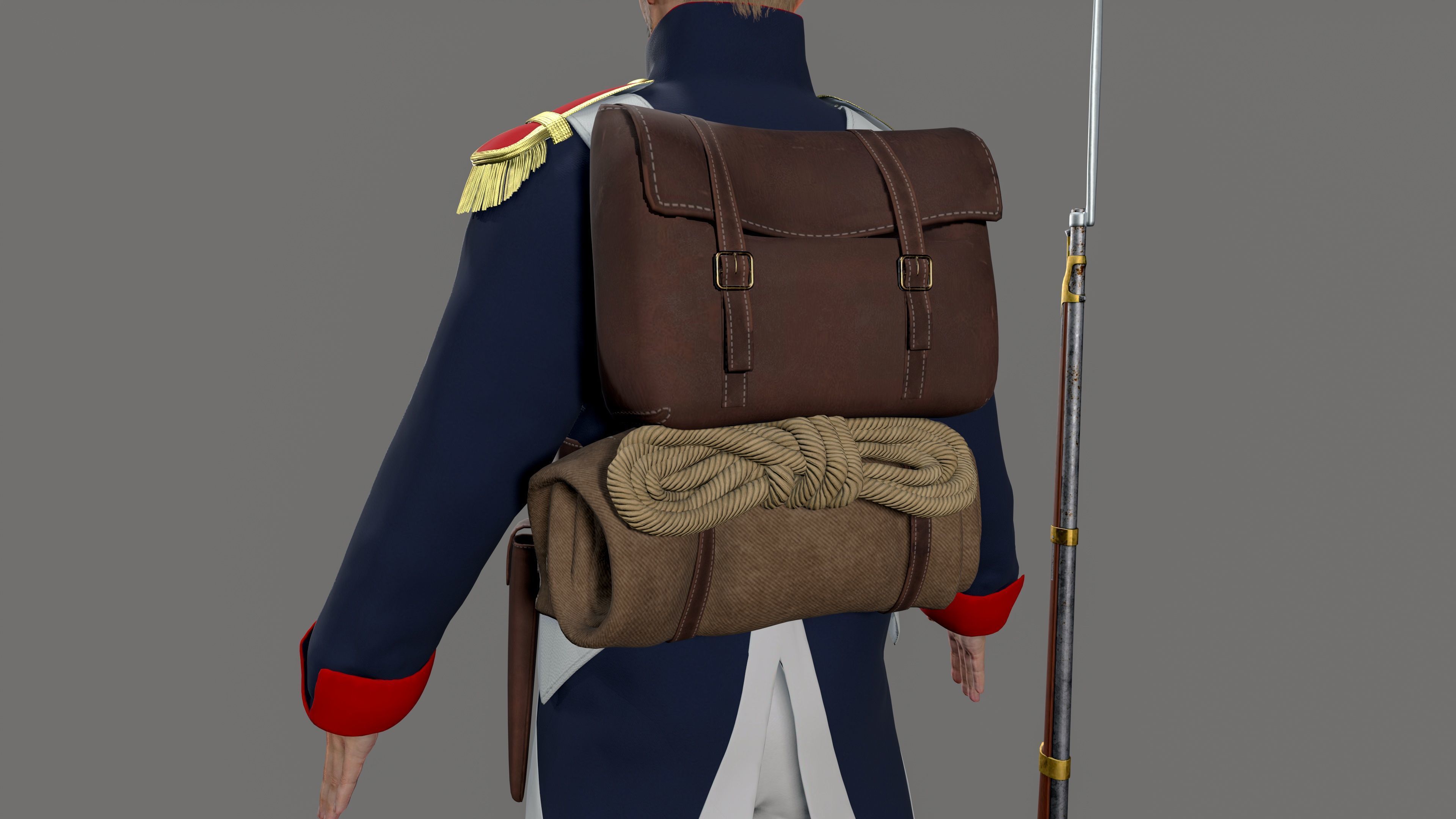 Napoleon soldier Low-poly 3D model_11