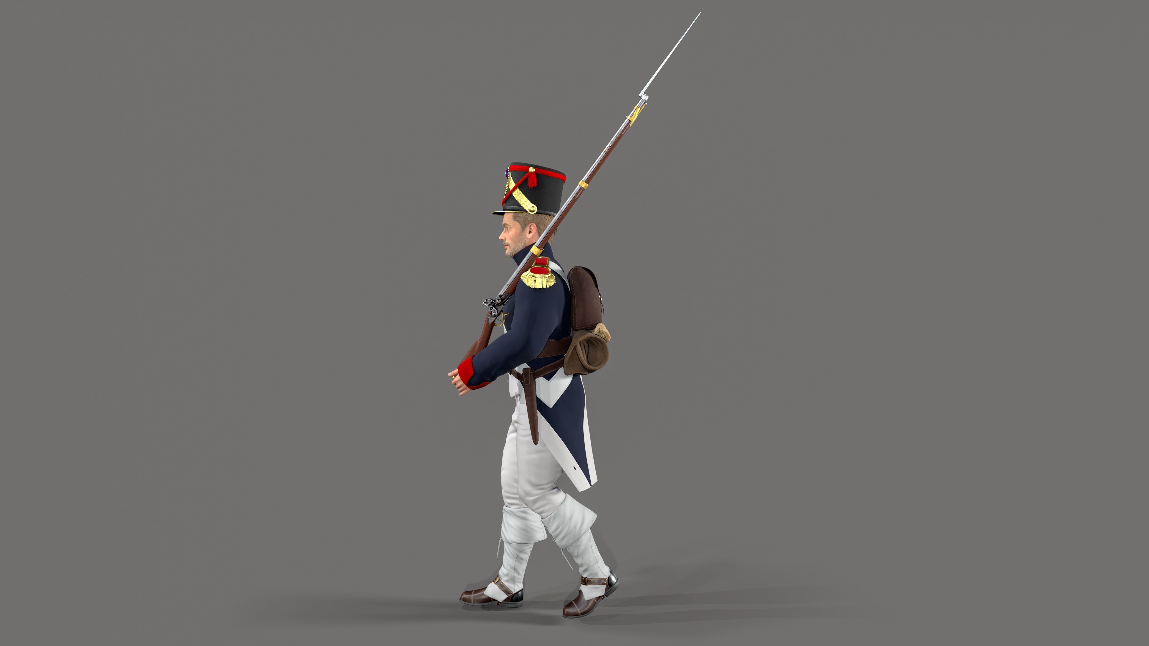 Napoleon soldier Low-poly 3D model_7