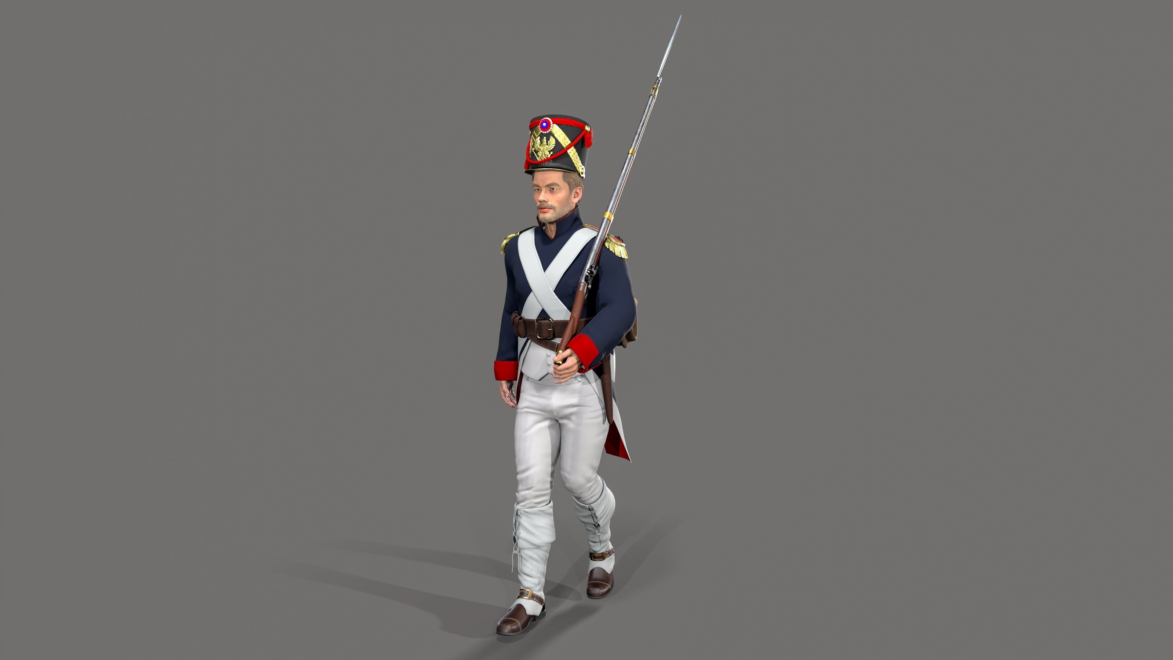 Napoleon soldier Low-poly 3D model_5