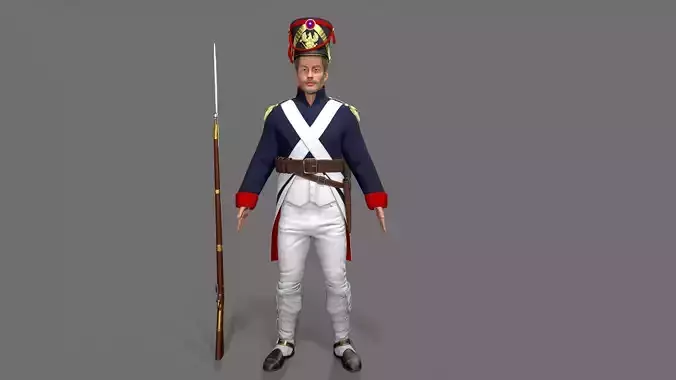 Napoleon soldier Low-poly 3D model