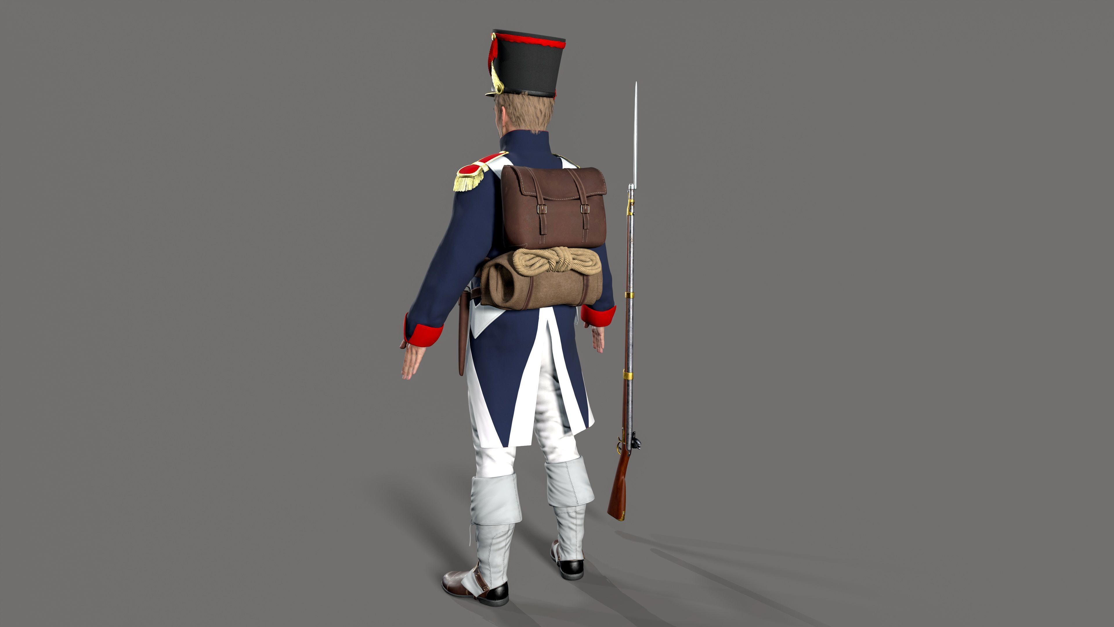 Napoleon soldier Low-poly 3D model_3