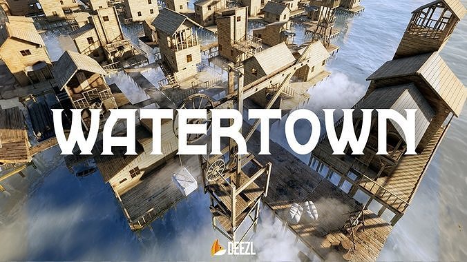 WATER TOWN Low-poly 3D model