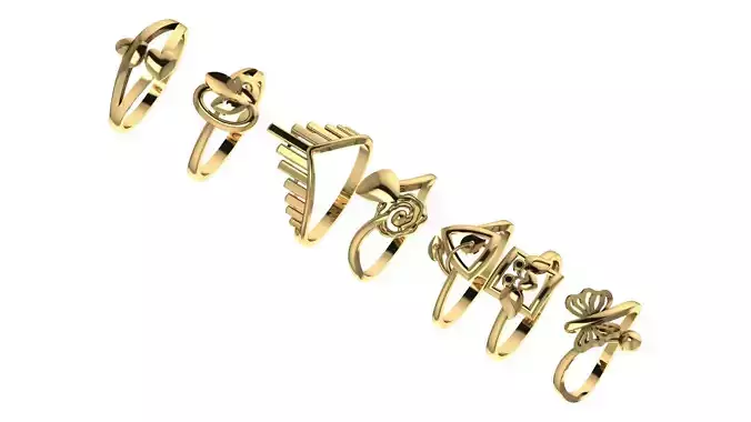 Pack of 7 rings batch STL Printable Model