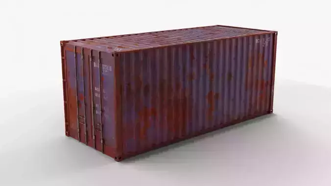 20Ft Cargo Container - Blue - Rusted 3D model