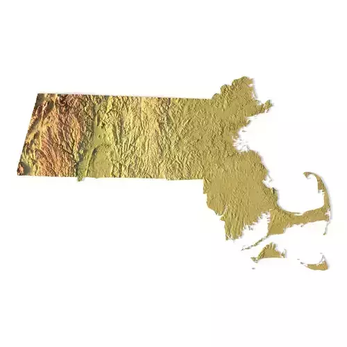 Massachusetts Topographic Map STL Model