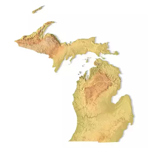 Michigan Topographic Map STL Model