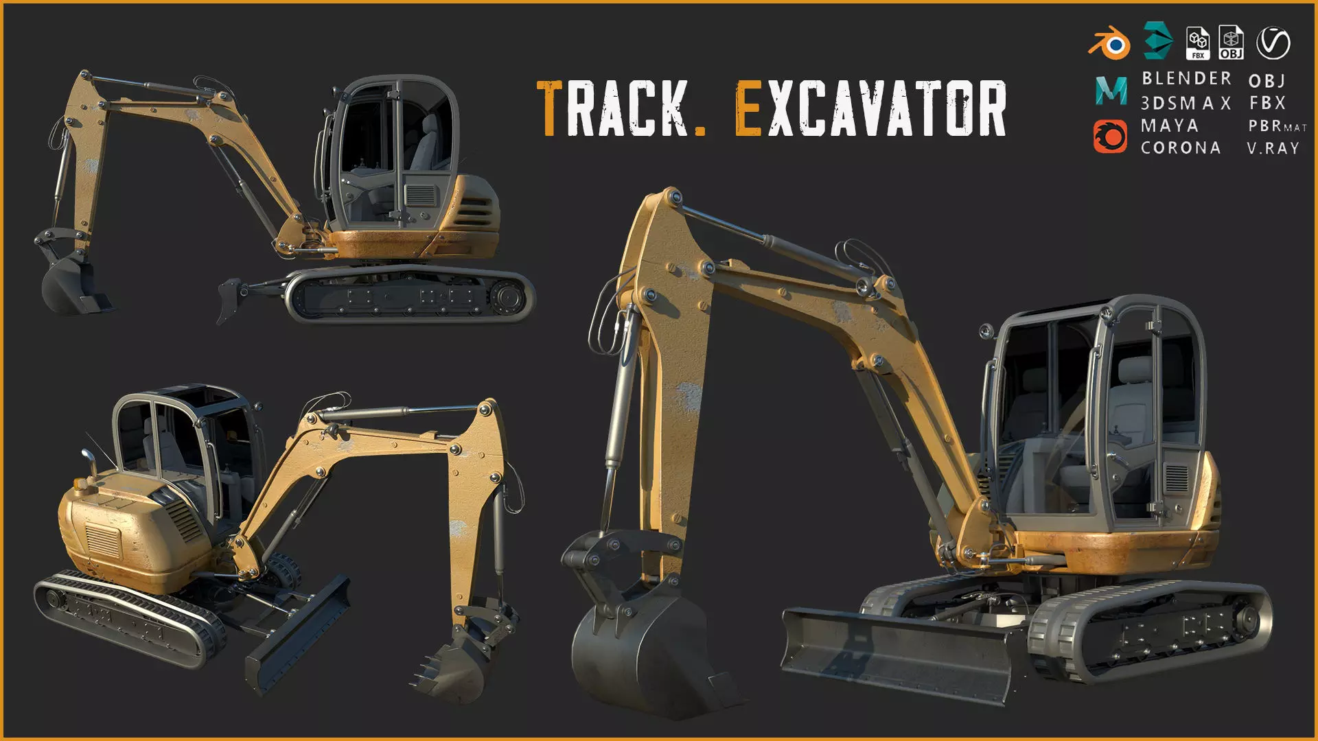 Track Excavator 3D model_0