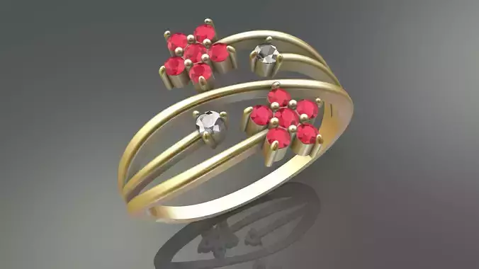 Ring Flower stone setting 3D Jewellery 3D print model