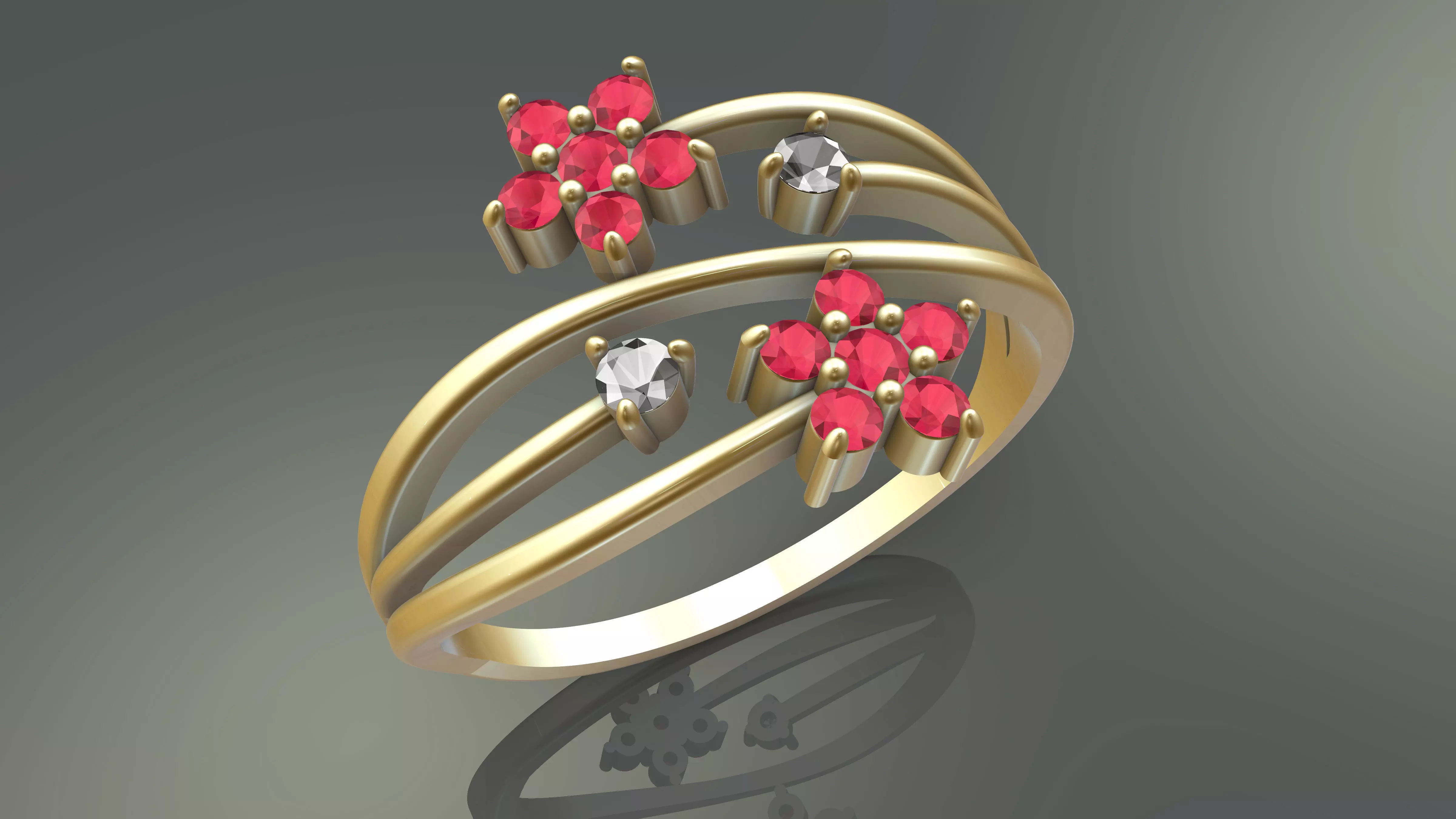 Ring Flower stone setting 3D Jewellery 3D print model