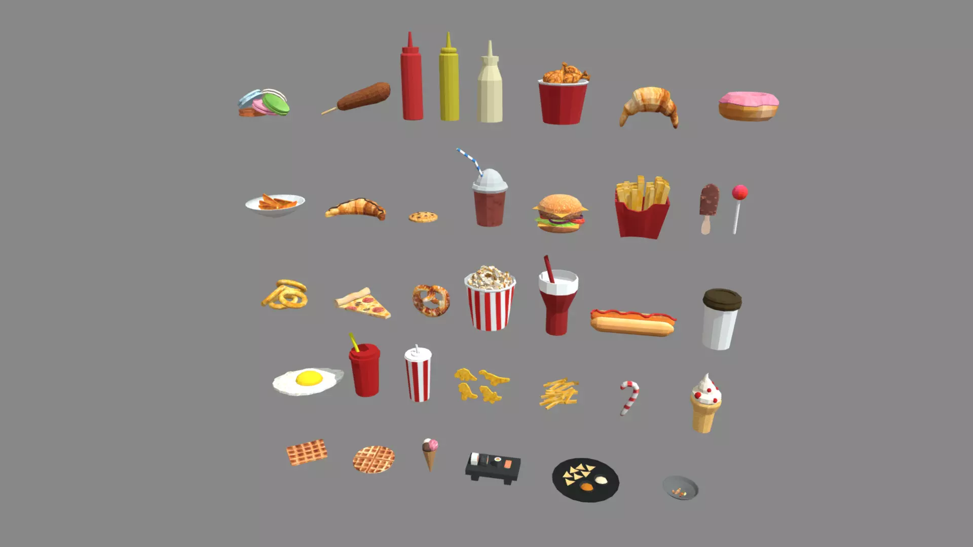 Low Poly Fast Food Pack 01 Low-poly 3D model