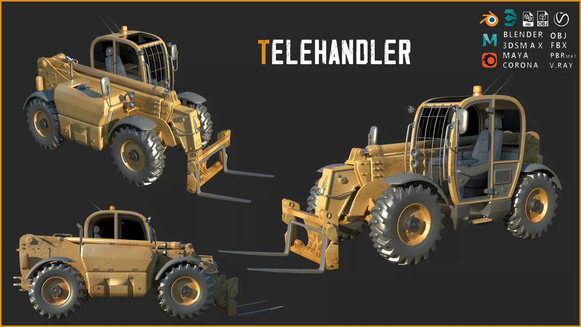 Telehandler 3D model_0