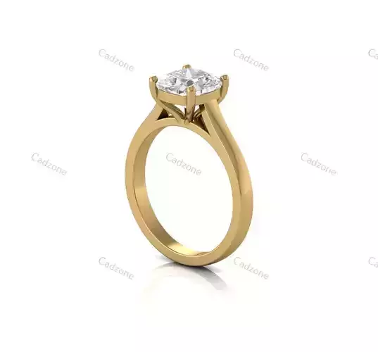Classic Cushion Cut Solitaire Diamond Ring-3D Model