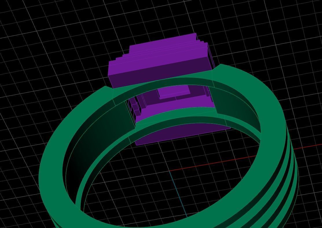 Two varians of ring with square gem 3D print model_5