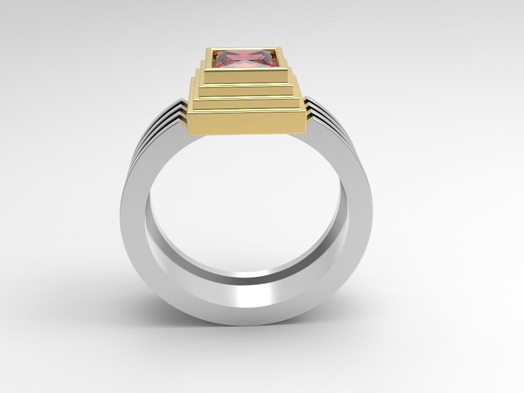 Two varians of ring with square gem 3D print model_2