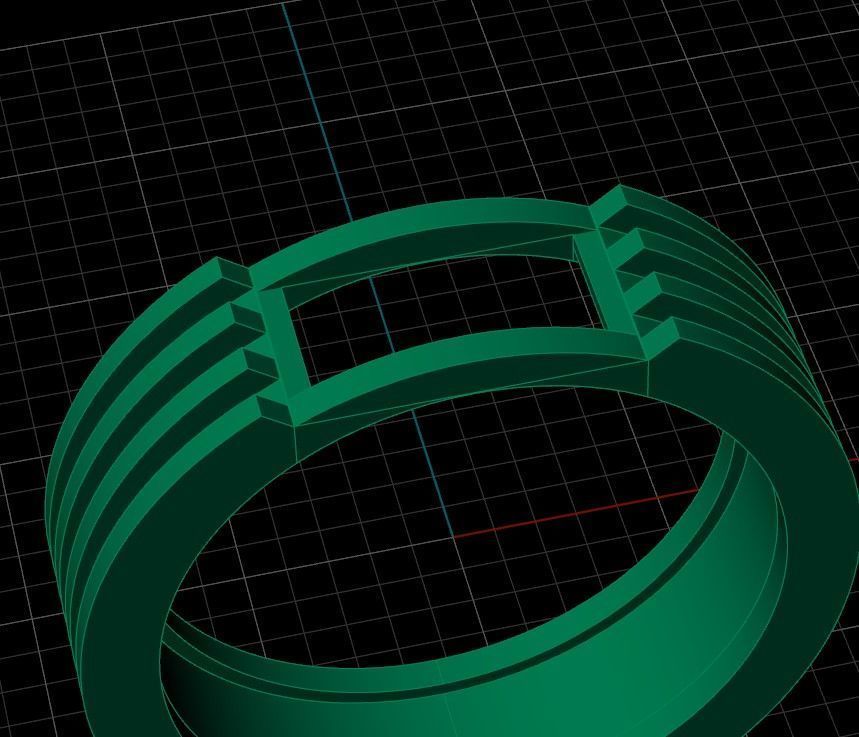 Two varians of ring with square gem 3D print model_7