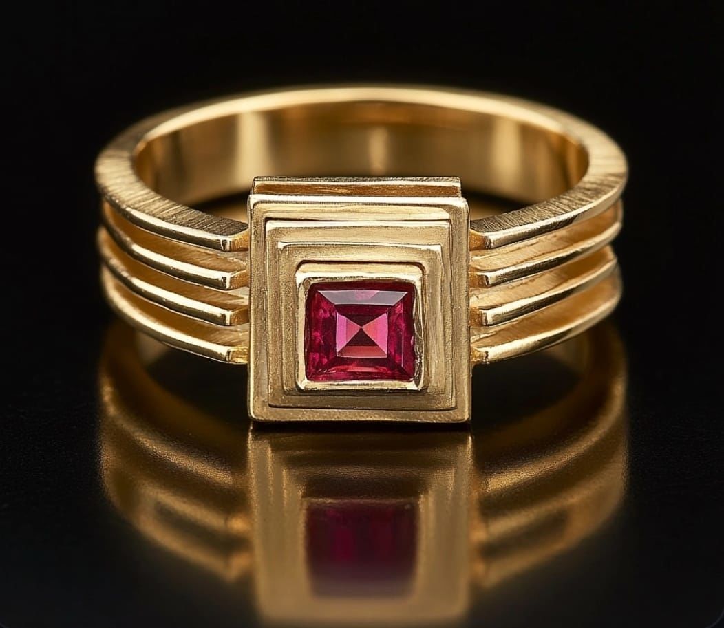 Two varians of ring with square gem 3D print model_11
