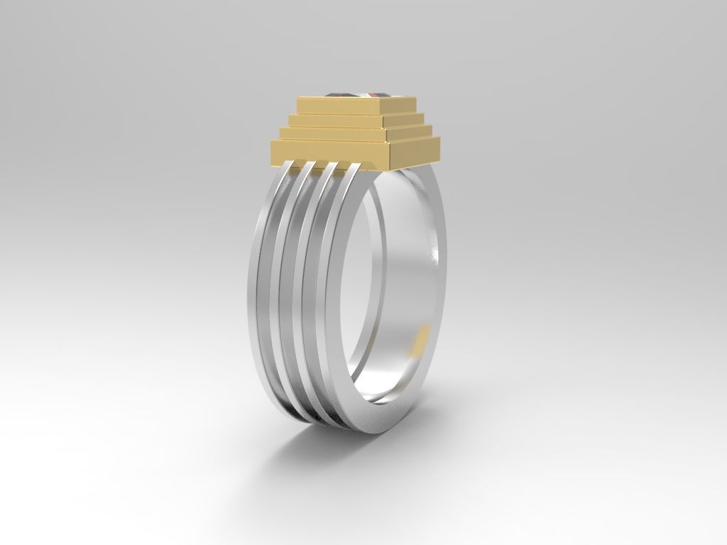 Two varians of ring with square gem 3D print model_3