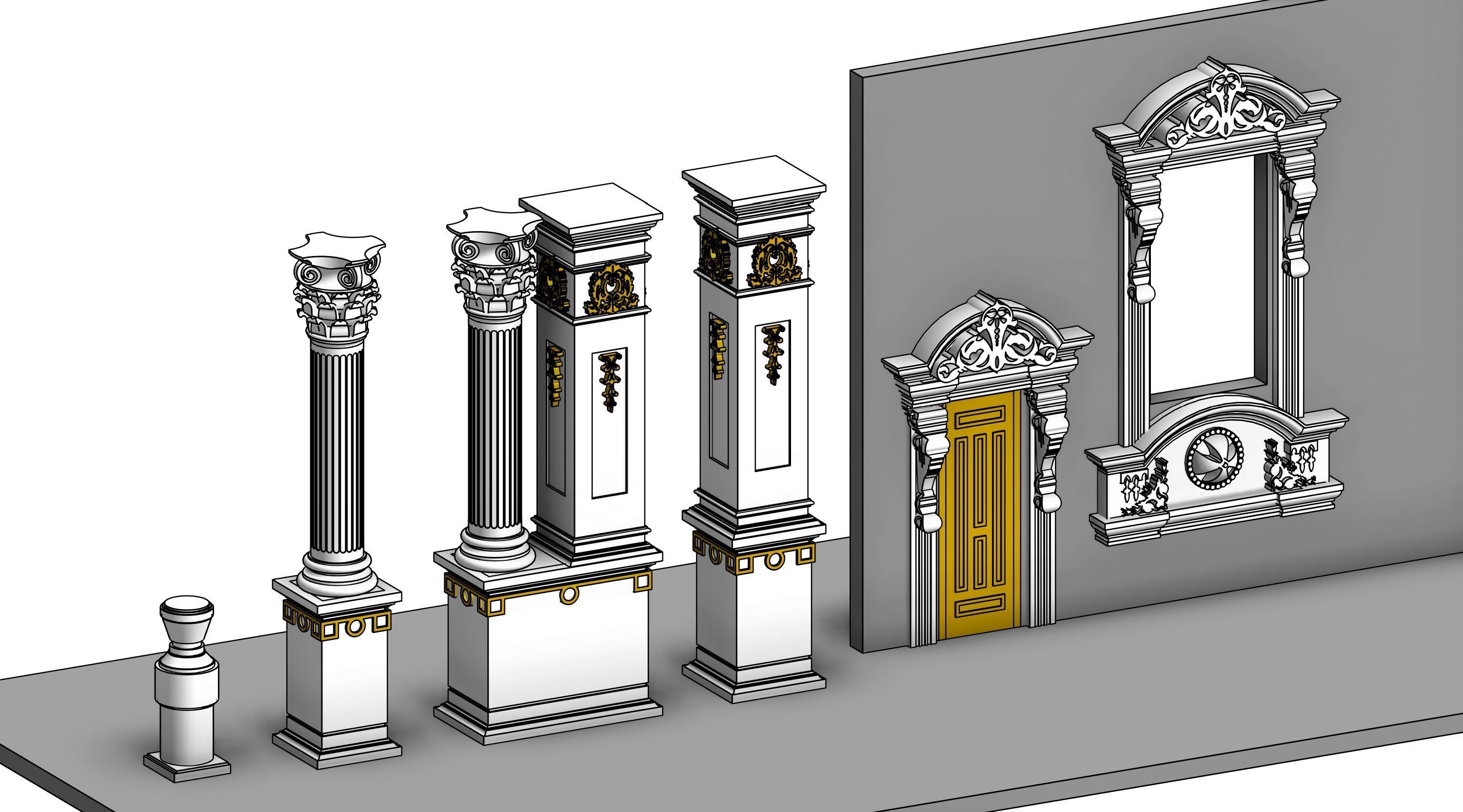 Classical House Revit Family Parameter 3D model_4