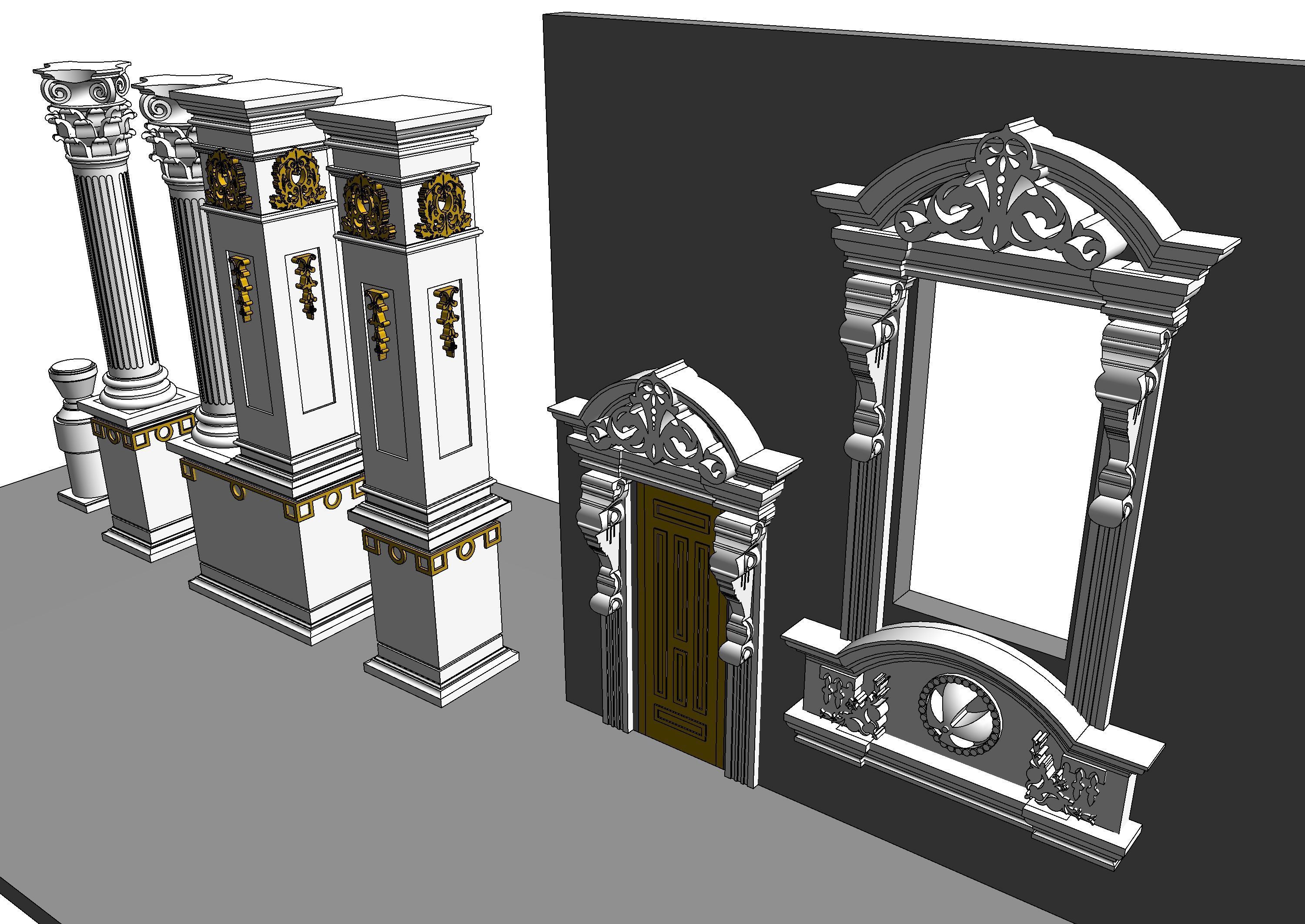 Classical House Revit Family Parameter 3D model_2