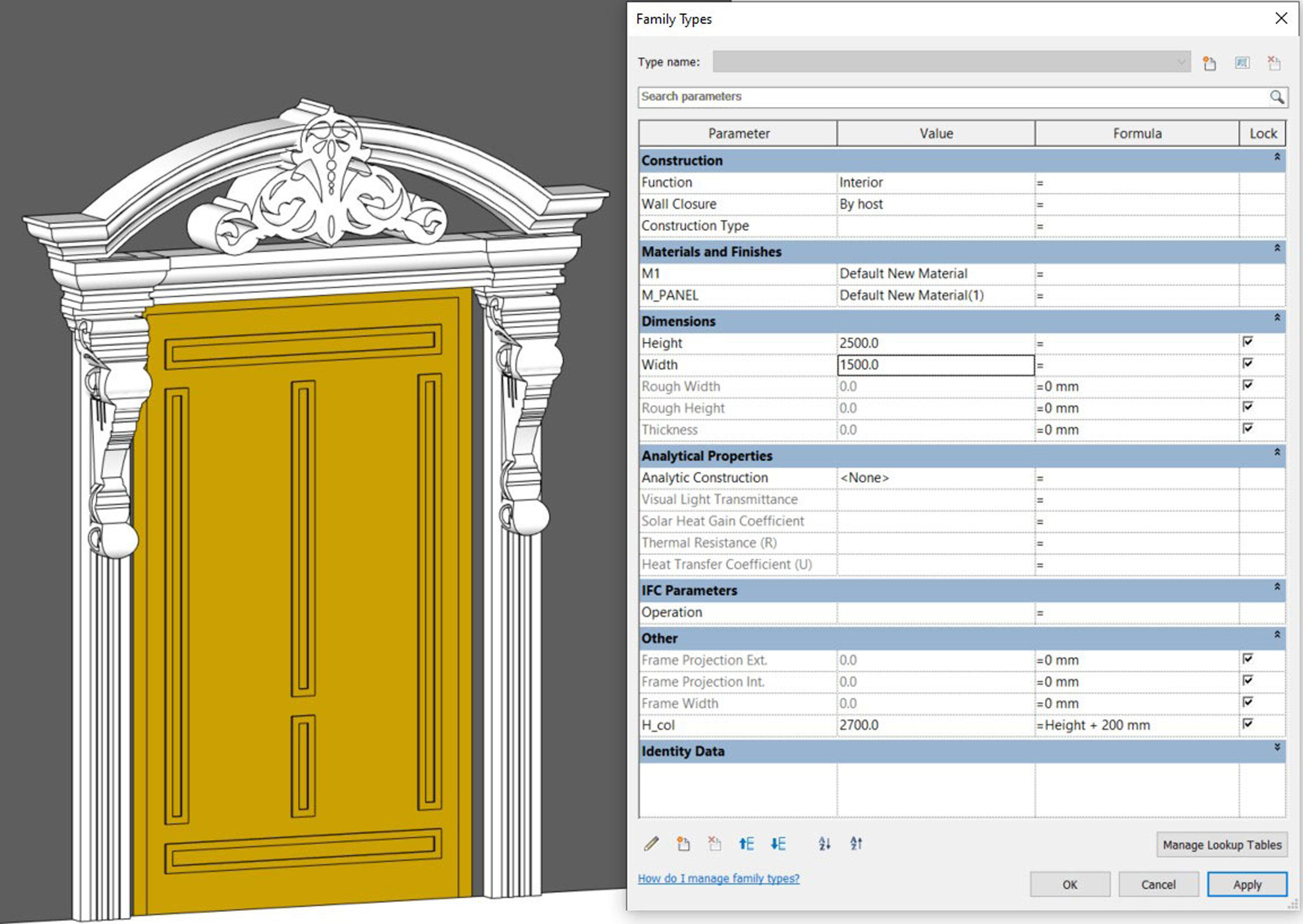 Classical House Revit Family Parameter 3D model_6
