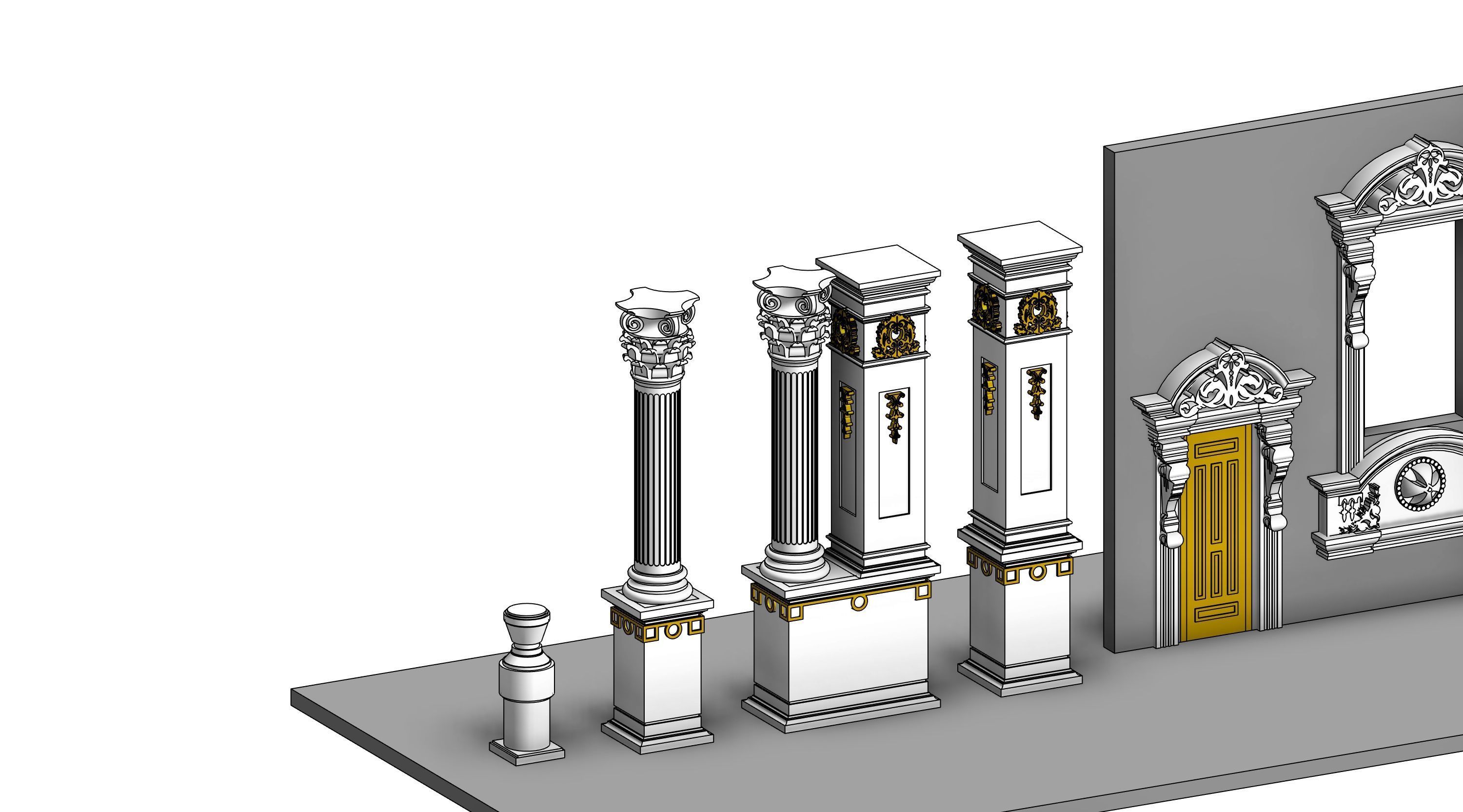 Classical House Revit Family Parameter 3D model_11