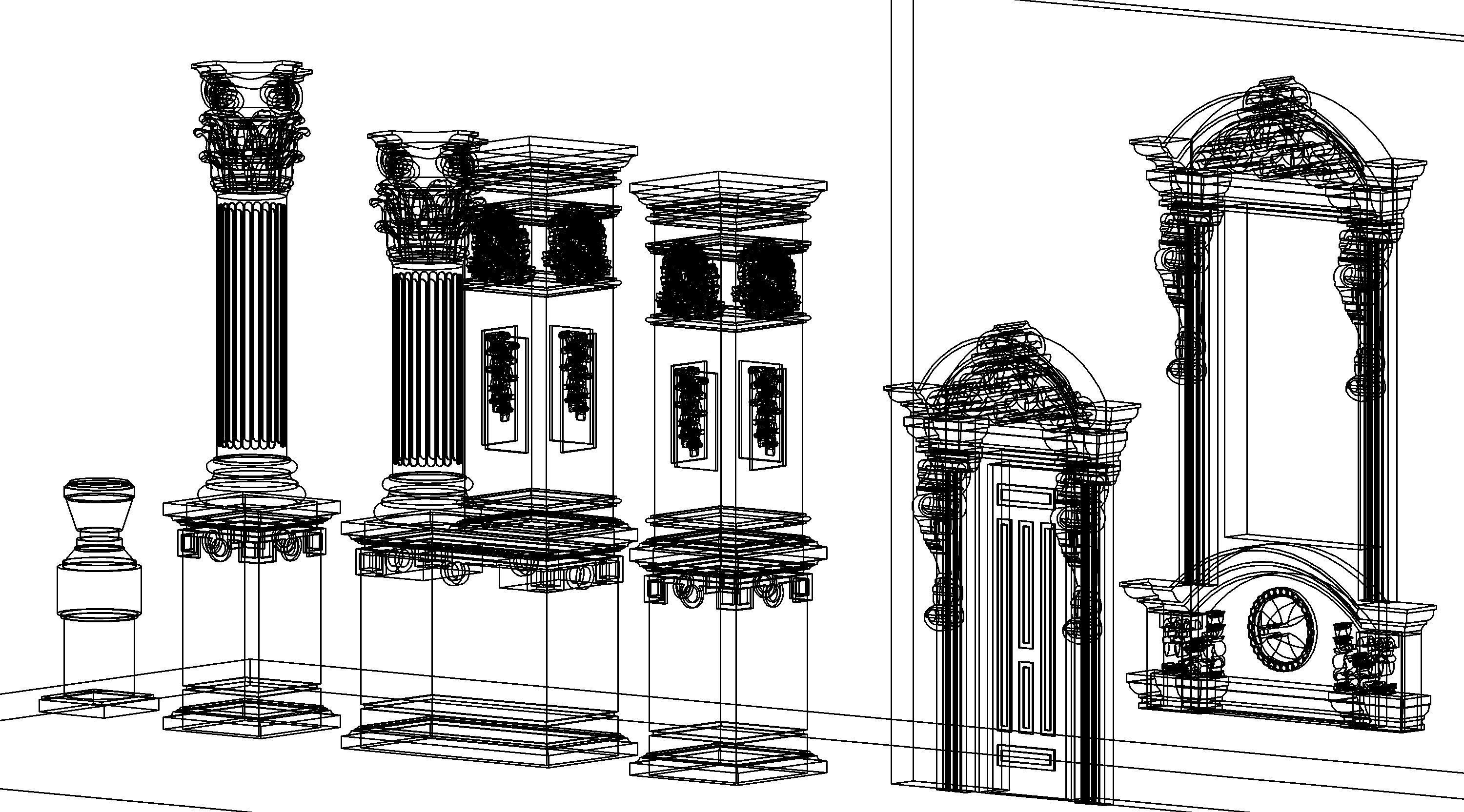 Classical House Revit Family Parameter 3D model_15