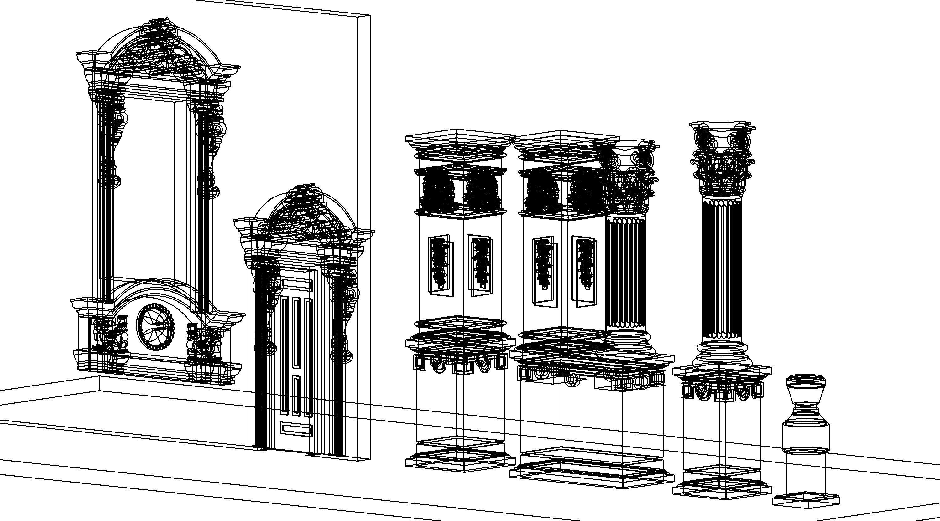 Classical House Revit Family Parameter 3D model_16