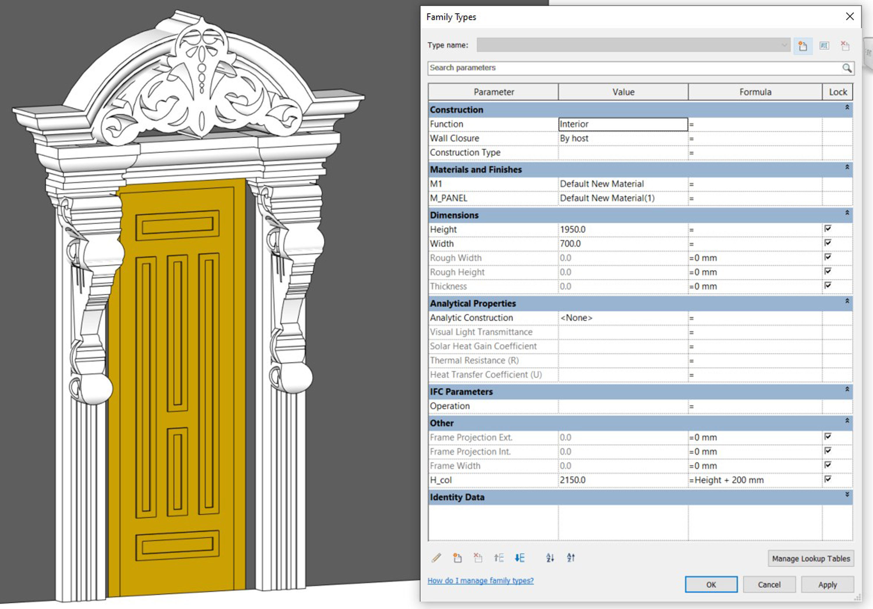 Classical House Revit Family Parameter 3D model_5
