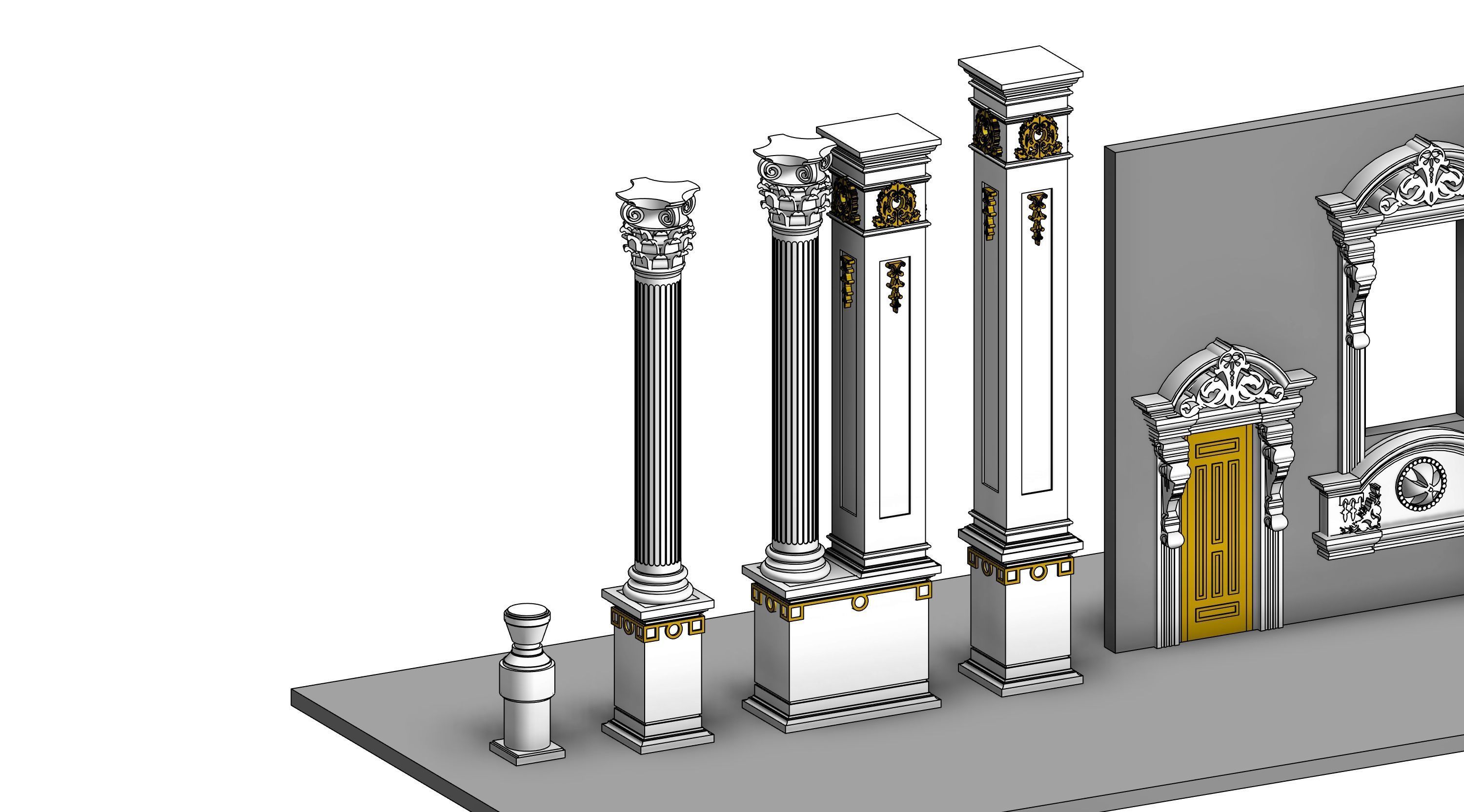 Classical House Revit Family Parameter 3D model_13