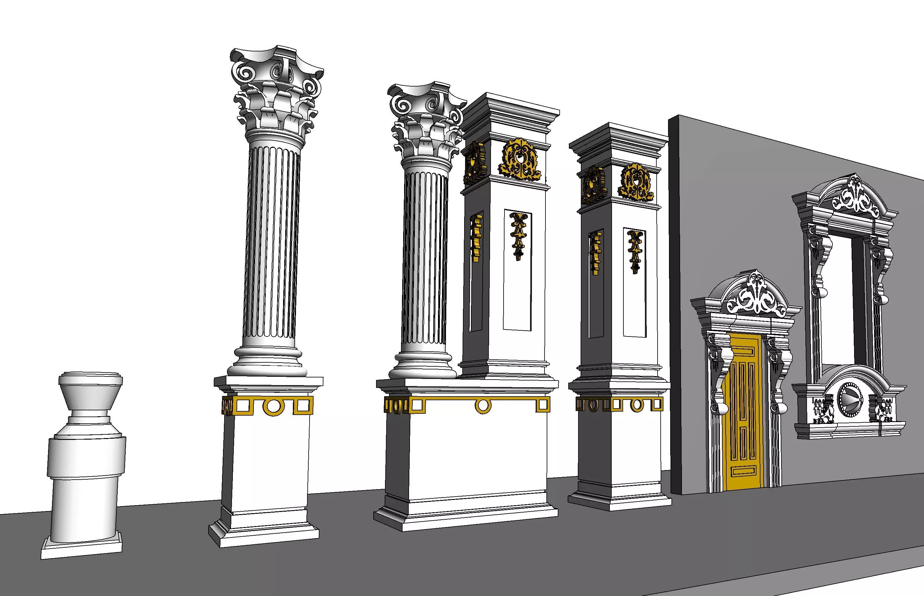 Classical House Revit Family Parameter 3D model_0