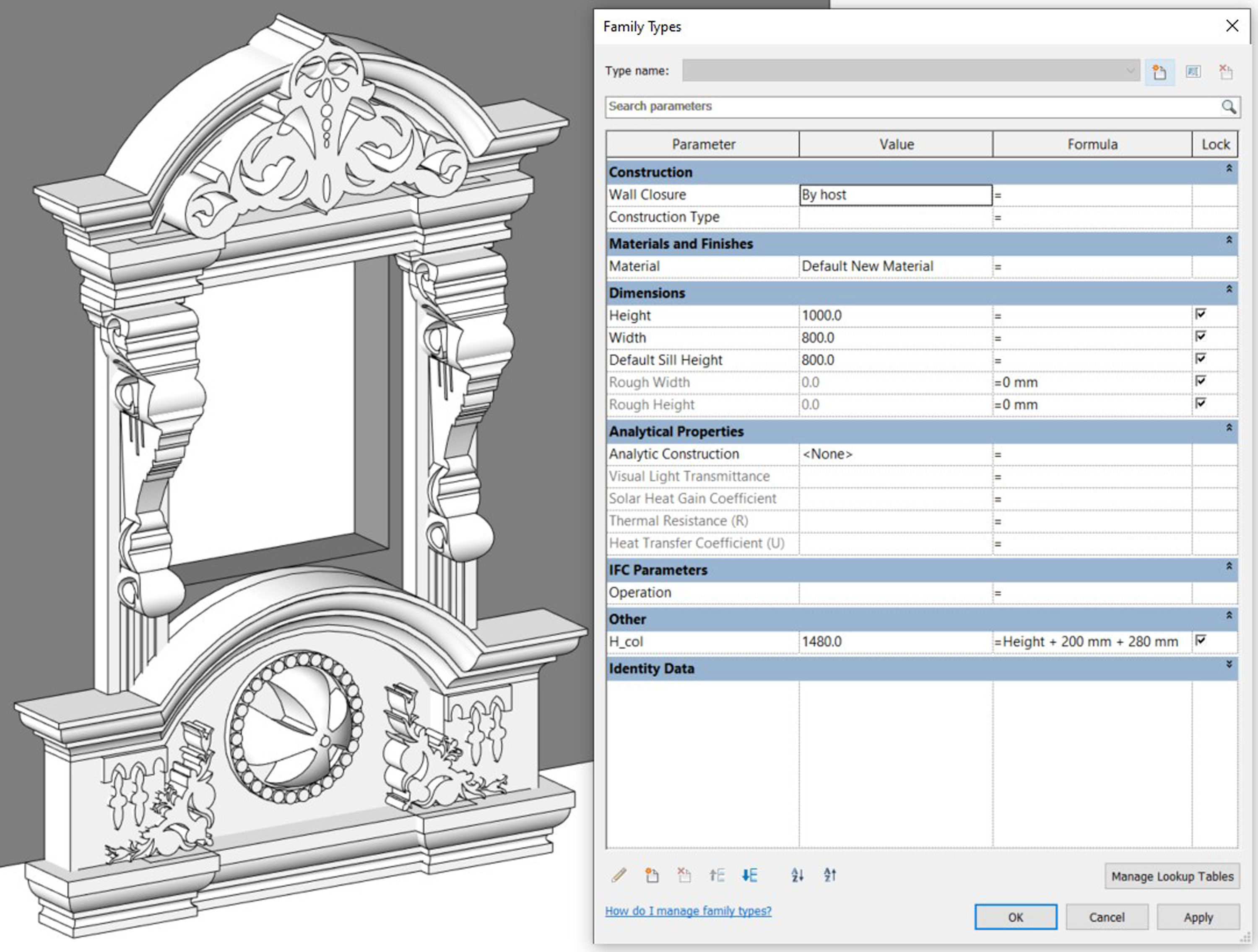 Classical House Revit Family Parameter 3D model_9