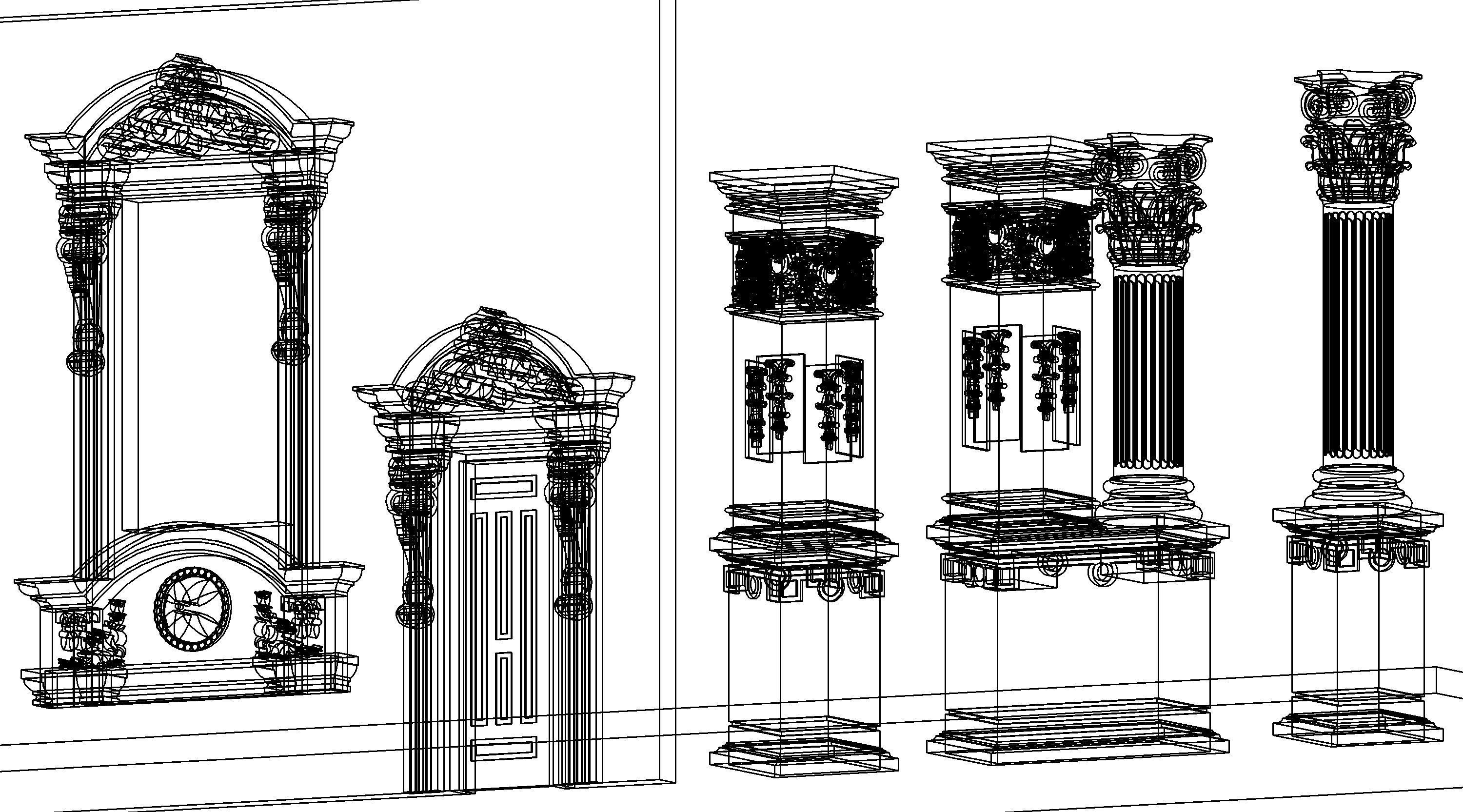 Classical House Revit Family Parameter 3D model_17