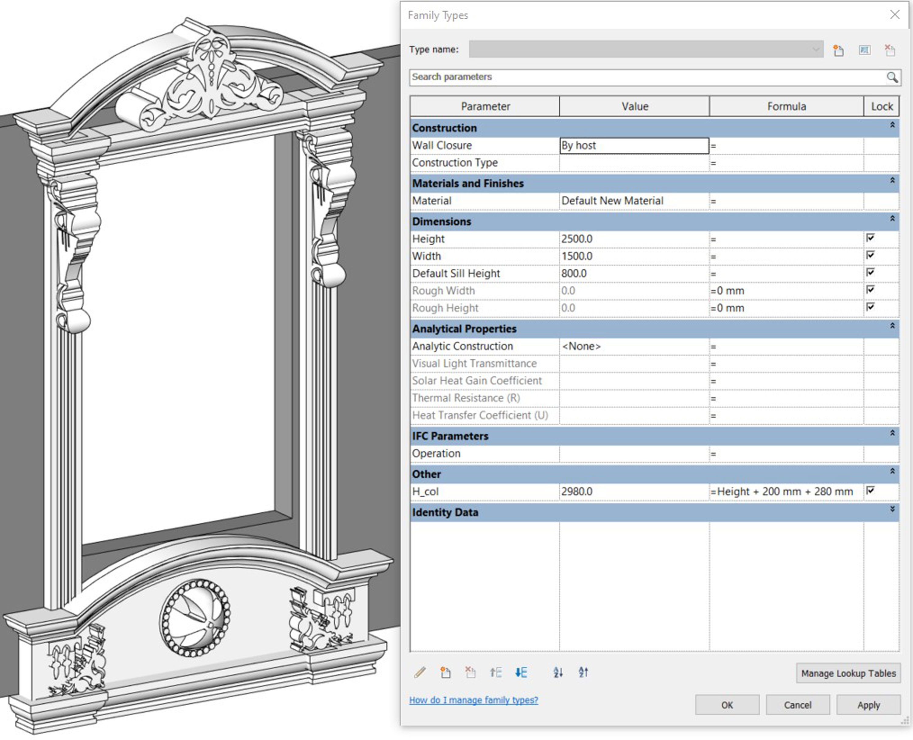 Classical House Revit Family Parameter 3D model_10